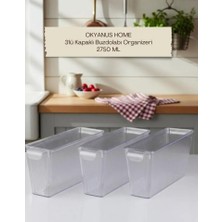 Okyanus Home 3 Adet Kapaklı Mini Buzdolabı Organizeri ve Saklama Kabı 2750ML