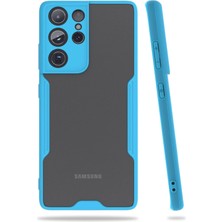 Yazline Global Mey Ithalat®  Samsung Galaxy S21 Ultra Kılıf Platin Silikon - Mavi