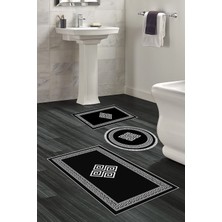 Alanur Home Eko Trend Djt 3 Lü Yıkanabilir Kaymaz Taban Banyo Paspas Seti 656M Modern Gold