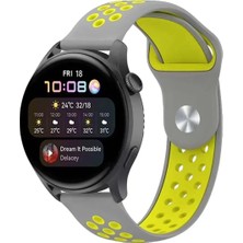 Yazline Global Mey Ithalat®  Watch 22MM Spor Delikli Kordon - Gri-Yeşil