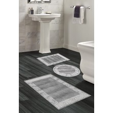 Alanur Home Eko Trend Djt 3 Lü Yıkanabilir Kaymaz Taban Banyo Paspas Seti 1460 Modern Gri
