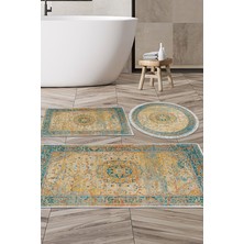 Alanur Home Eko Trend Djt 3 Lü Yıkanabilir Kaymaz Taban Banyo Paspas Seti P1356 Vintage Kırmızı