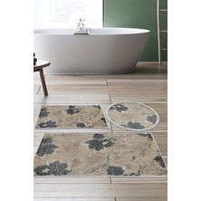 Alanur Home Eko Trend Djt 3 Lü Yıkanabilir Kaymaz Taban Banyo Paspas Seti 660M Suluboya Bej