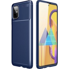 Yazline Global Mey Ithalat®  Samsung Galaxy M51 Kılıf Auto Focus Karbon Kapak - Lacivert