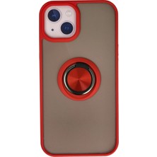 Yazline Global Mey Ithalat®  iPhone 13 Kılıf Montreal Yüzüklü Silikon Kapak - Kırmızı