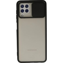 Yazline Global Mey Ithalat®  Samsung Galaxy A22 Kılıf Palm Buzlu Kamera Sürgülü Silikon - Siyah