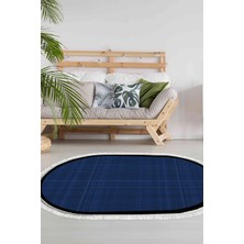 Alanur Home Kaymaz Taban Djt Banyo Mutfak Salon Halı Trend Saçaklı Oval Dokuma Desen E5007