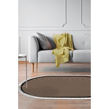 Alanur Home Kaymaz Dijital Mutfak & Salon Halı Yıldız Deri Saçaklı Oval Dokuma E5001