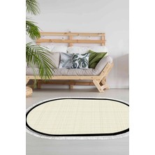 Alanur Home Kaymaz Taban Djt Banyo Mutfak Salon Halı Star Pamuk Saçaklı Oval Dokuma Desen E5007
