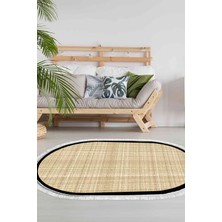 Alanur Home Kaymaz Taban Djt Banyo Mutfak Salon Halı Star Pamuk Saçaklı Oval Dokuma Desen E5007