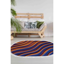 Alanur Home Kaymaz Dijital Mutfak & Salon Halı Star Pamuk Saçaklı Oval Geometrik E5022
