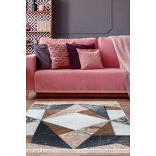 Alanur Home Kaymaz Dijital Mutfak & Salon Halı Star Pamuk Saçaklı Geometrik E5028