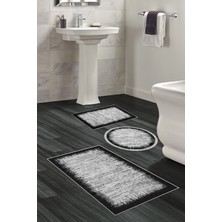 Alanur Home Eko Trend Djt 3 Lü Yıkanabilir Kaymaz Taban Banyo Paspas Seti 1342 Modern Gri