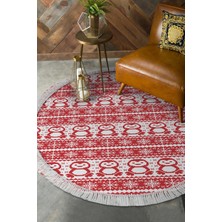 Alanur Home Kaymaz Dijital Mutfak & Salon Halı Trend Saçaklı Yuvarlak E5184