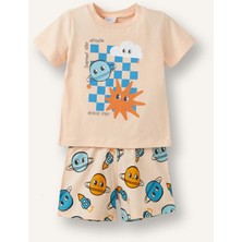 DeFacto %100 Pamuk Hayvan Baskılı 2'li Somon Pijama Takımı Erkek Bebek H5392A526HS