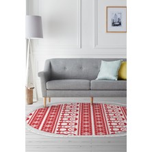 Alanur Home Kaymaz Dijital Mutfak & Salon Halı Trend Saçaklı Oval E5184