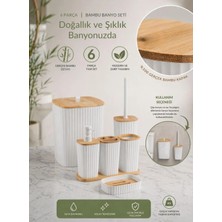 Okyanus Home Yapışkanlı Gerçek Bambu Beyaz 6'lı Safir Banyo Seti