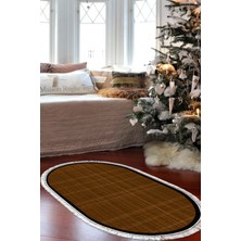 Alanur Home Kaymaz Taban Djt Banyo Mutfak Salon Halı Star Pamuk Saçaklı Oval Dokuma Desen E5007