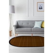 Alanur Home Kaymaz Taban Djt Banyo Mutfak Salon Halı Yıldız Deri Saçaklı Oval Dokuma Desen E5007
