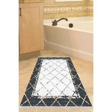 Dekoreko Kaymaz Taban Djt Banyo Halısı Yıldız Deri Saçaklı Modern M5129