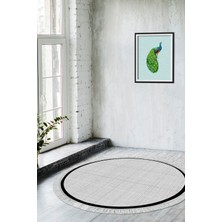 Alanur Home Kaymaz Taban Djt Banyo Mutfak Salon Halı Yıldız Deri Saçaklı Yuvarlak Dokuma Desen E5007