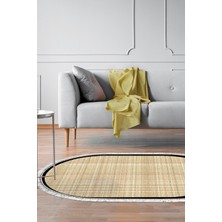 Alanur Home Kaymaz Taban Djt Banyo Mutfak Salon Halı Yıldız Deri Saçaklı Oval Dokuma Desen E5007