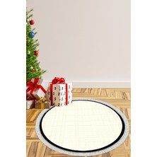 Alanur Home Kaymaz Taban Djt Banyo Mutfak Salon Halı Yıldız Deri Saçaklı Yuvarlak Dokuma Desen E5007