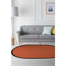 Alanur Home Kaymaz Taban Djt Banyo Mutfak Salon Halı Trend Saçaklı Oval Dokuma Desen E5007