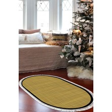 Alanur Home Kaymaz Taban Djt Banyo Mutfak Salon Halı Yıldız Deri Saçaklı Oval Dokuma Desen E5007