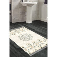 Dekoreko Kaymaz Taban Djt Banyo Halısı Yıldız Deri Saçaklı Modern 1491