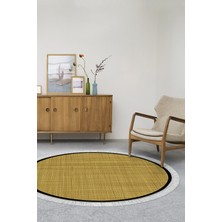 Alanur Home Kaymaz Taban Djt Banyo Mutfak Salon Halı Trend Saçaklı Yuvarlak Dokuma Desen E5007