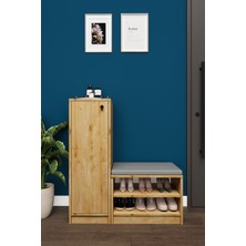 Asra Trend Lüks Kapaklı Oturma Puflu Ayakkabılık Düzenleyici %100 MDF Çok Amaçlı Dolap A12