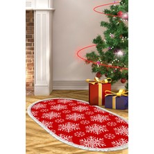 Alanur Home Yılbaşına Özel Keçe Dijital Yıkanabilir Oval Halı CHR17M