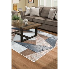 Alanur Home Kaymaz Dijital Mutfak & Salon Halı Star Pamuk Geometrik E5028