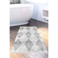 Dekoreko Kaymaz Taban Djt Banyo Halısı Yıldız Deri Saçaklı Iskandinav F5131