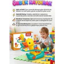 Farbu Oyuncak Pilli Işıklı Müzikli ve Otomatik Tırmanma Merdivenli Ördek Temalı Eğitici Oyuncak Kaydırak Seti