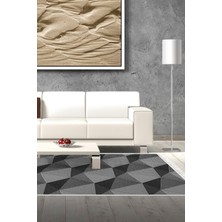 Alanur Home Kaymaz Dijital Mutfak & Salon Halı Trend Saçaklı Geometrik E5030