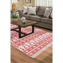 Alanur Home Kaymaz Dijital Mutfak & Salon Halı Yıldız Deri Saçaklı E5184