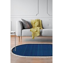 Alanur Home Kaymaz Taban Djt Banyo Mutfak Salon Halı Trend Saçaklı Oval Dokuma Desen E5007