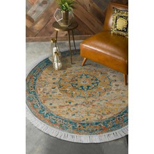 Alanur Home Eko Trend Djt Banyo Paspası Yıkanabilir Kaymaz Taban P1356 Yuvarlak Vintage