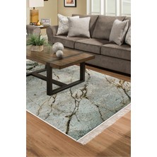 Alanur Home Kaymaz Dijital Mutfak & Salon Halı Star Pamuk Saçaklı Mermer E5031