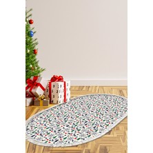 Alanur Home Yılbaşına Özel Keçe Dijital Yıkanabilir Oval Halı CHR10M