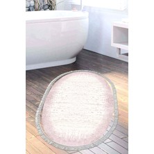 Dekoreko Kaymaz Taban Djt Banyo Halısı Yıldız Deri Saçaklı Oval Modern 1342