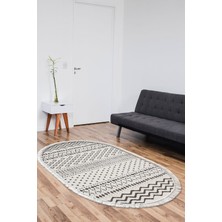 Dekoreko Kaymaz Taban Djt Salon Halısı Trend Saçaklı Oval Iskandinav F5086