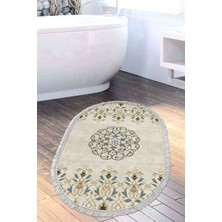 Dekoreko Kaymaz Taban Djt Banyo Halısı Yıldız Deri Saçaklı Oval Modern 1491