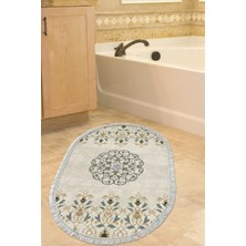 Dekoreko Kaymaz Taban Djt Banyo Halısı Trend Saçaklı Oval Modern 1491