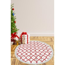 Alanur Home Yılbaşına Özel Keçe Dijital Yıkanabilir Yuvarlak Halı CHR12M