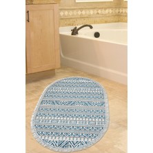 Dekoreko Kaymaz Taban Djt Banyo Halısı Trend Saçaklı Oval Iskandinav F5082
