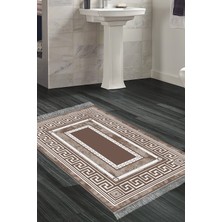 Dekoreko Kaymaz Taban Djt Banyo Halısı Yıldız Deri Saçaklı Modern 651M