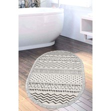 Dekoreko Kaymaz Taban Djt Banyo Halısı Yıldız Deri Saçaklı Oval Iskandinav F5086